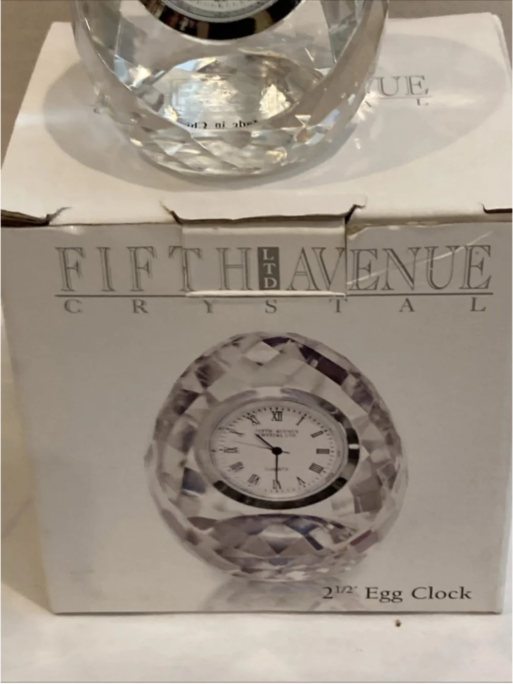 Fifth Avenue Ltd Crystal Reflections 24% Lead Crystal 2 1/2” Egg Shaped Clock